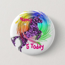 Badge Rond 5 Cm Joli Imaginaire Rainbow Unicorn âge personnalisé