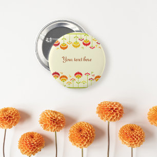 Badge Rond 5 Cm Joli jardin fleuri rétro avec nom