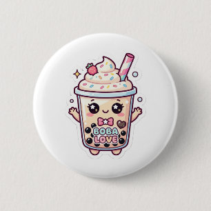 Badge Rond 5 Cm joli kawaii boba bubble tea bouton épinglé