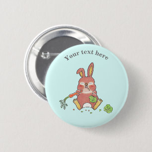 Badge Rond 5 Cm Joli Lapin Endormi Bleu