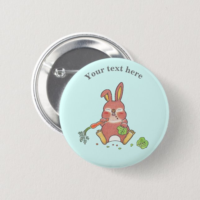 Badge Rond 5 Cm Joli Lapin Endormi Bleu (Devant & derrière)