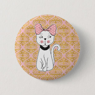 Badge Rond 5 Cm Joli Magnet Chaton Féminin