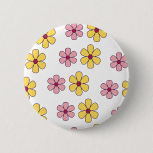 Badge Rond 5 Cm Joli motif de grandes fleurs