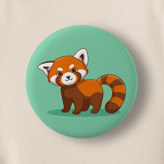 Badge Rond 5 Cm Joli panda roux sur fond vert (Créateur téléchargé)