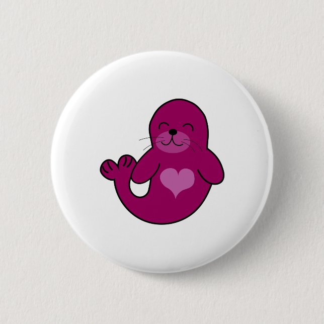 Badge Rond 5 Cm Joli phoque rose (Devant)