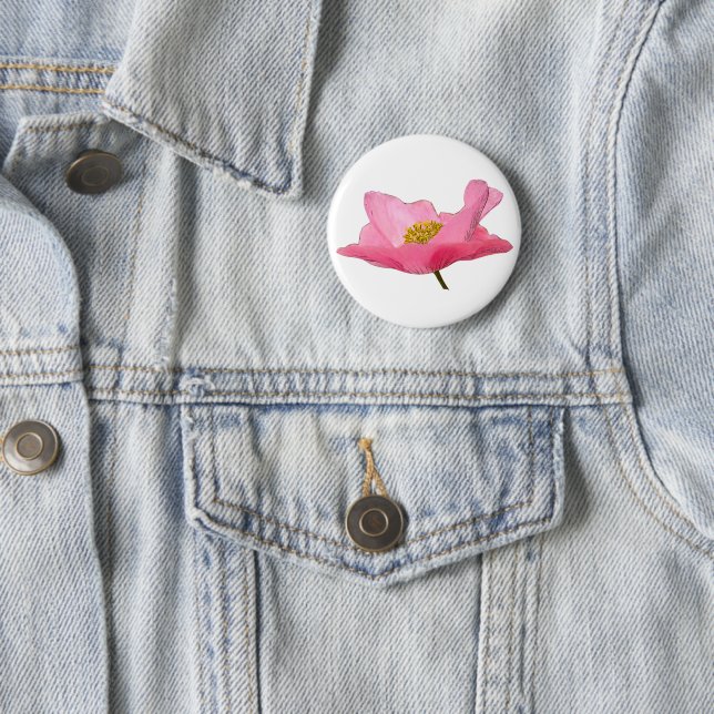 Badge Rond 5 Cm Joli Poppy rose (En situation)