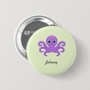 Badge Rond 5 Cm Joli poulpe violet vert