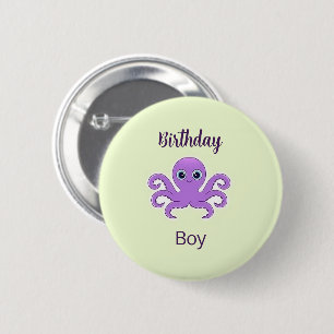 Badge Rond 5 Cm Joli poulpe violet vert