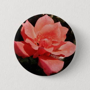 Badge Rond 5 Cm Joli rose rose Peach floral