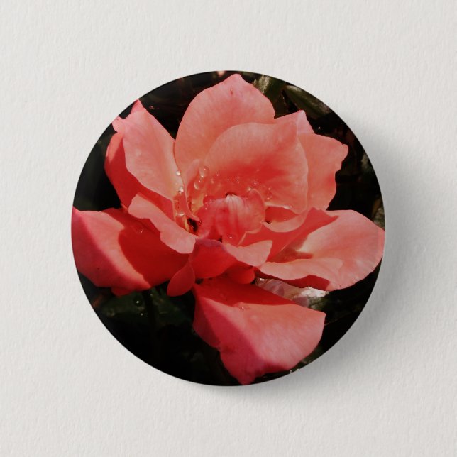 Badge Rond 5 Cm Joli rose rose Peach floral (Devant)