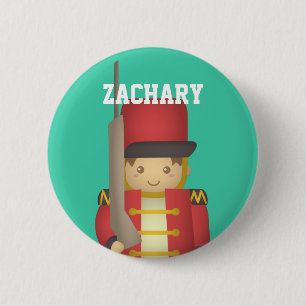 Badge Rond 5 Cm Joli soldat de Noël en rouge