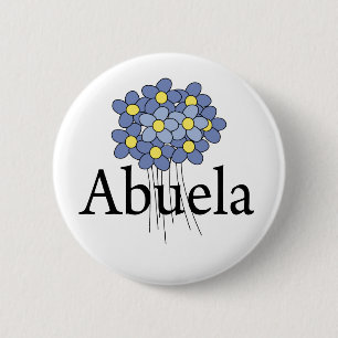 Badge Rond 5 Cm Joli T-shirt Fleur Bleue Abuela