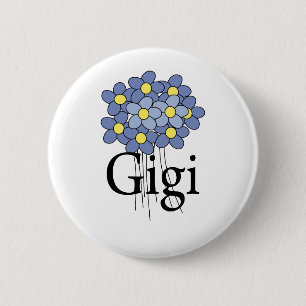 Badge Rond 5 Cm Joli T-shirt Fleur Bleue Gigi