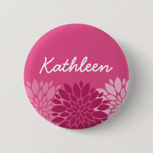 Badge Rond 5 Cm Joli trio rose floral avec nom