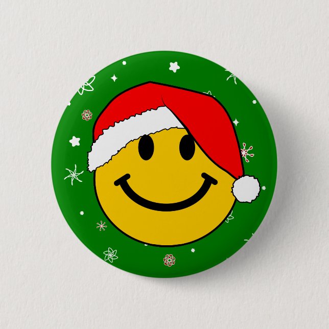 Badge Rond 5 Cm Joli visage de Noël Père Noël (Devant)