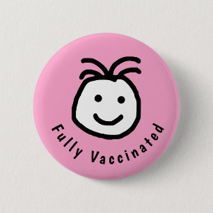 Badge Rond 5 Cm Joli Visage rond Plein Texte Vacciné