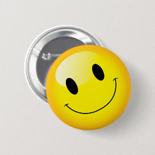 Badge Rond 5 Cm Joli visage souriant jaune Émoticon