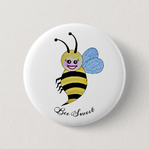 Badge Rond 5 Cm Jolie Abeille Aquarelle Avec Un Bon Sourire