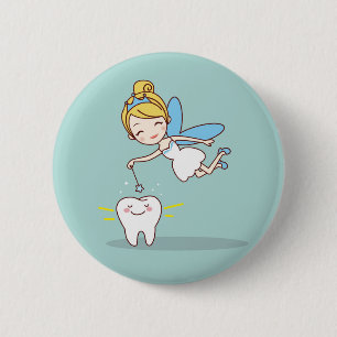 Badge Rond 5 Cm Jolie dent animée Fée
