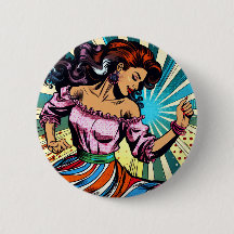 Jolie Femme Dansant Salsa Pop Art