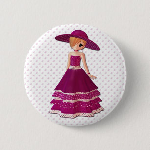 Badge Rond 5 Cm Jolie fille