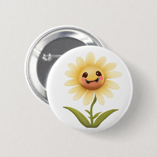 Badge Rond 5 Cm Jolie Fleur Jaune