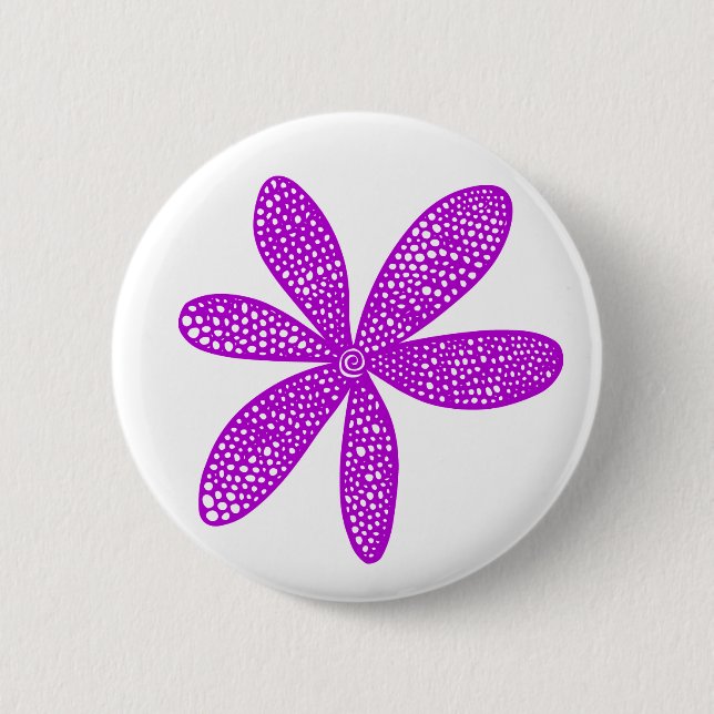 Badge Rond 5 Cm Jolie fleur - violet sur blanc (Devant)
