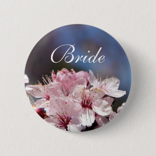 Badge Rond 5 Cm jolie floraison de cerisier rose printanière dans 
