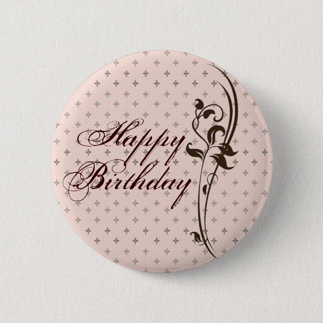 Badge Rond 5 Cm Jolie Madame Button de joyeux anniversaire (Devant)