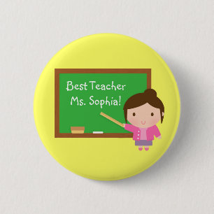 Badge Rond 5 Cm Jolie Meilleur Enseignant Et Tableau Noir Personna