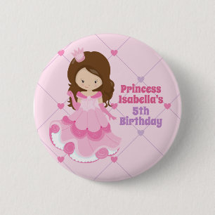 Badge Rond 5 Cm Jolie Petite Princesse Anniversaire Pink Purple
