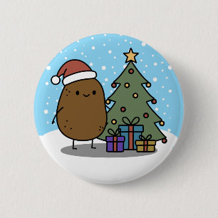 Badge Rond 5 Cm Jolie pomme de terre de Noël