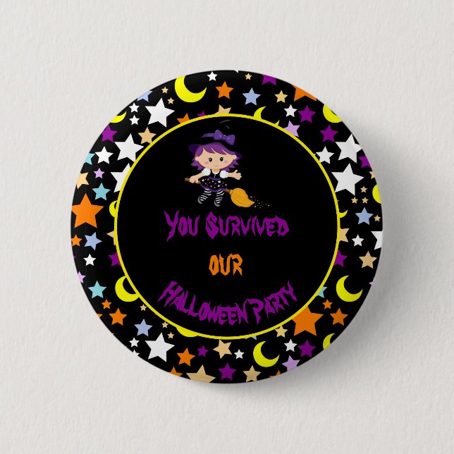 Badge Rond 5 Cm Jolie Sorcière Halloween Costume Party (Devant)
