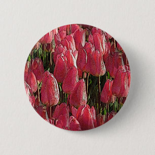 Badge Rond 5 Cm Jolie tulipe rose