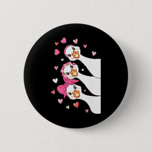Badge Rond 5 Cm Jolies oies de la Saint-Valentin avec des cœurs ro