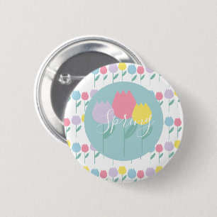 Badge Rond 5 Cm Jolis tulipes de printemps Fête d'anniversaire flo