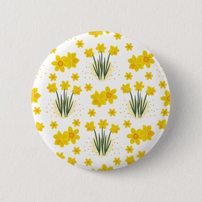 Badge Rond 5 Cm Jonquilles lumineuses, motif sans soudure (Devant)