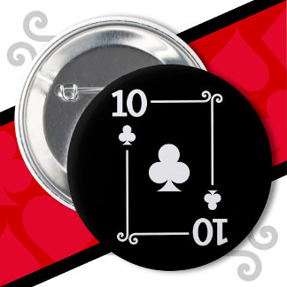 Badge Rond 5 Cm Jouer Cartes Costume 10 Clubs Carte Dix Carte