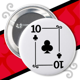 Badge Rond 5 Cm Jouer Cartes Costume 10 Clubs Carte Dix Carte