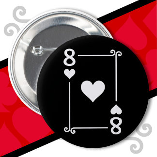 Badge Rond 5 Cm Jouer Cartes Costume 8 Coeurs Carte Huit Carte