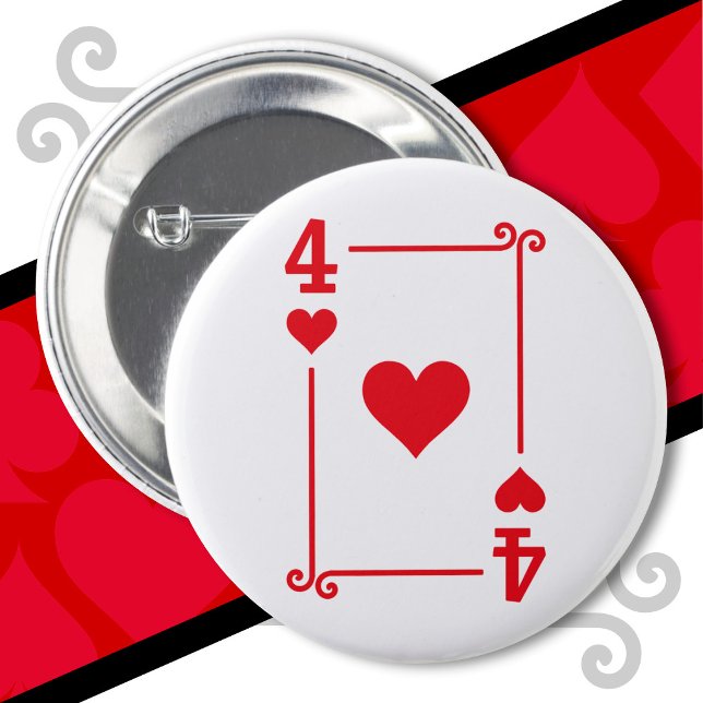 Badge Rond 5 Cm Jouer Cartes Costume Quatre Cartes 4 Coeurs (Créateur téléchargé)