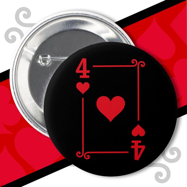 Badge Rond 5 Cm Jouer Cartes Costume Quatre Cartes 4 Coeurs (Créateur téléchargé)