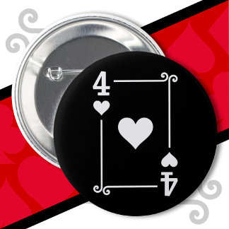 Badge Rond 5 Cm Jouer Cartes Costume Quatre Cartes 4 Coeurs