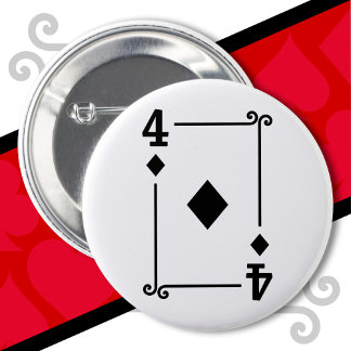 Badge Rond 5 Cm Jouer Cartes Costume Quatre Cartes 4 de Diamants