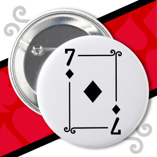 Badge Rond 5 Cm Jouer Cartes Costume Sept Carte 7 de Diamants