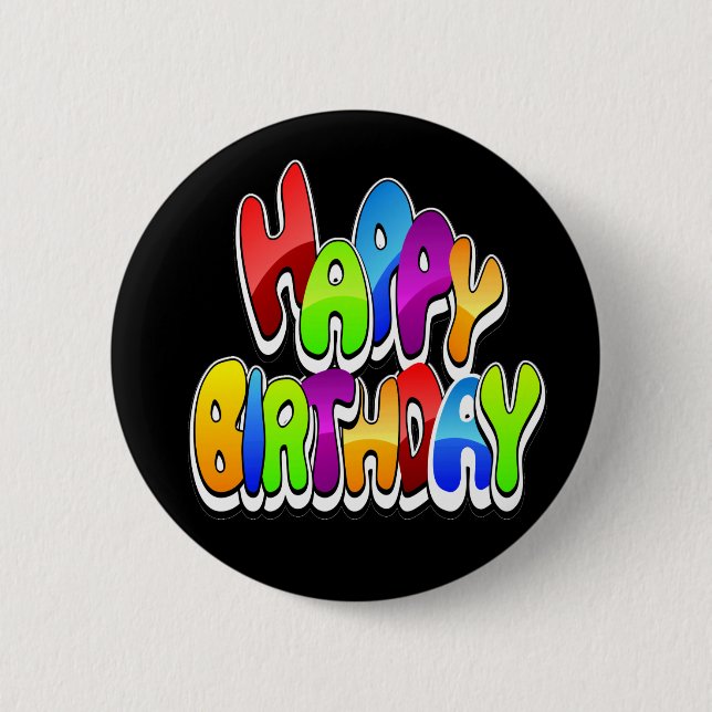 Badge Rond 5 Cm Jouer Joyeux texte d'anniversaire (Devant)