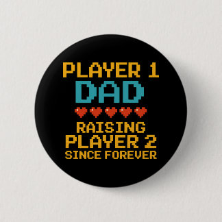 Badge Rond 5 Cm Joueur 1 Papa Retro Gamer