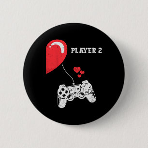 Badge Rond 5 Cm Joueur 2 Saint-Valentin Jeux Correspondance Couple