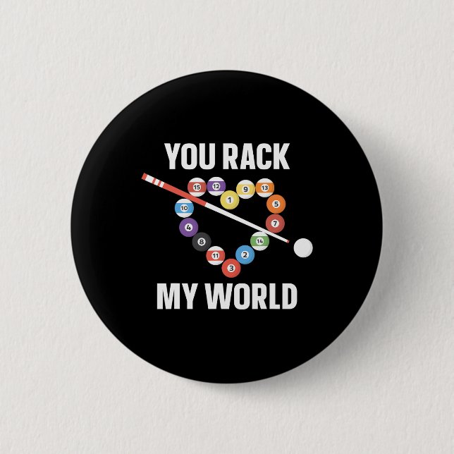 Badge Rond 5 Cm Joueur Billard Ball Pun Coeur Valentines Da (Devant)