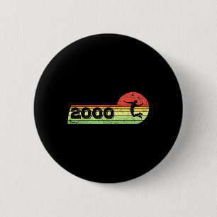 Badge Rond 5 Cm Joueur de badminton Vintage 2000 Birthday Shuttle